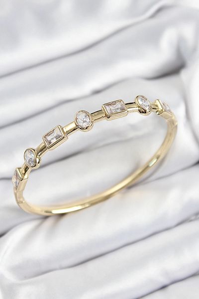 Clariss Brass Zircon Stone Geometric Model Model Gold Color Women's Handcuffs