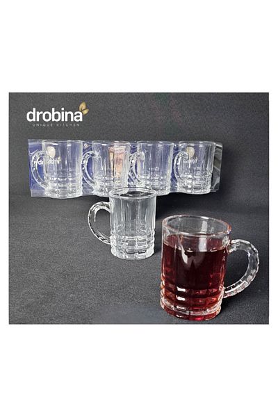 drobina طقم فناجين شاي 4 قطع زجاج كريستال شفاف من دروبينا