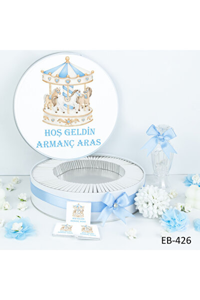 ARY Hediyelik 100 Adet İsme Özel Atlı Karınca Erkek Bebek Çikolatası
