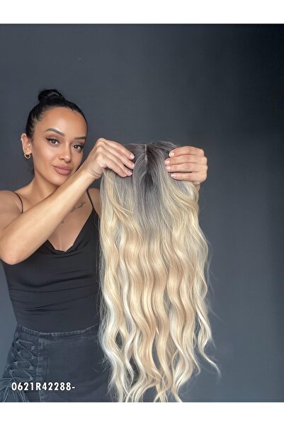 Suzan Peruk Gerçek Saç Dokusunda Sentetik Tül Tepelik Tepe kısmı cilt görünüm...