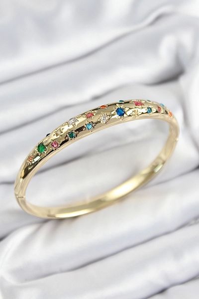 Clariss Brass Colored Zircon Stone Pole Star Model Gold Color Women's Handcuffs