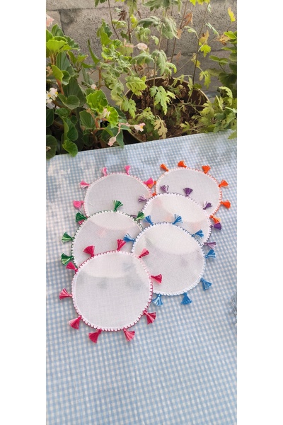 MODATU Sunum peçetesi/ renkli kenar püsküllü/ 15-15cm