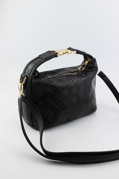 İLKYAZ Model de tricotat negru Mâner de blocare Închidere cu fermoar Dimensiune mică Geantă de mână și de umăr pentru femei 24x16x13 cm