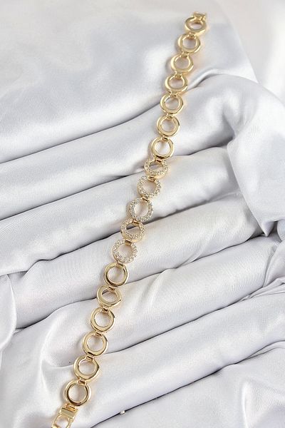Clariss Brass Zircon Stone Row Ring Model Gold Color Women's Bracelet