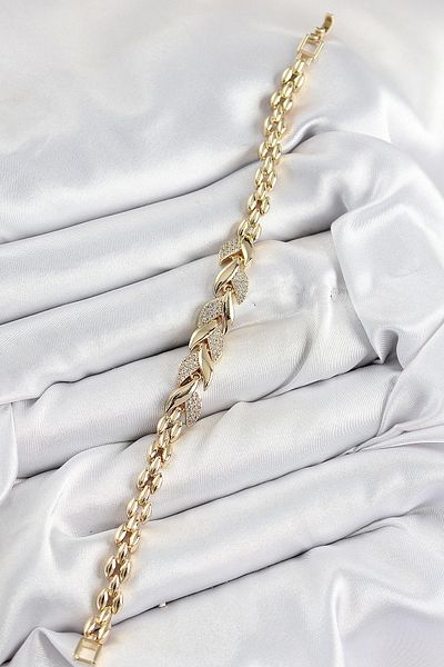 Clariss Brass Zircon Stone Fish Tail Model Gold Color Women's Bracelet
