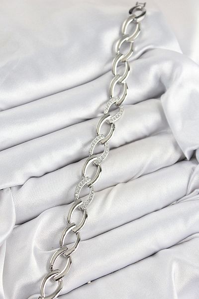 Clariss Brass Zircon Stone Chain Model Silver Color Women's Bracelet