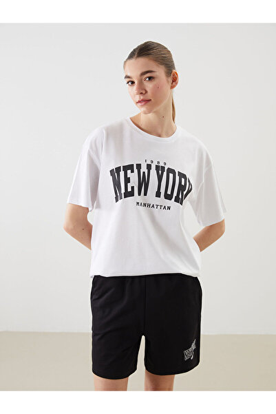 LC Waikiki Γυναικείο μπλουζάκι με λαιμόκοψη New York με στάμπα