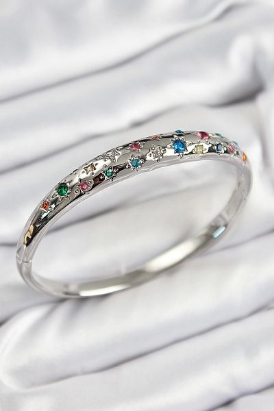 Clariss Brass Colored Zircon Stone Pole Star Model Silver Color Women's Handcuffs