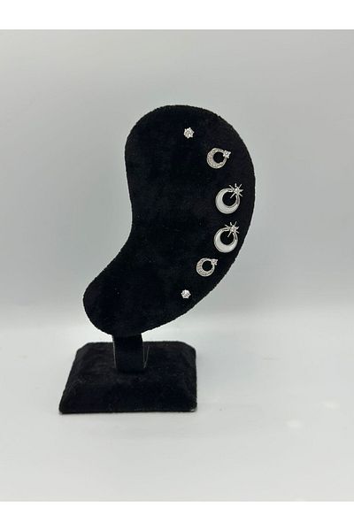 MyladyAccessoriess مجموعة أقراط مكونة من 6 قطع من Ay Yıldız (فولاذ)