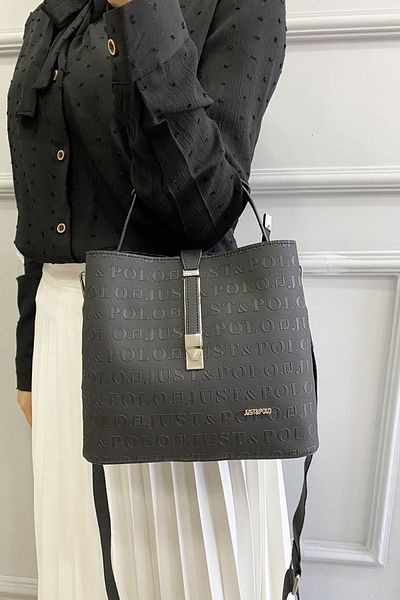 POLO CLUB Geantă de mână și umăr cu curea încrucișată lungă cu 3 compartimente pentru femei (23x21 cm)