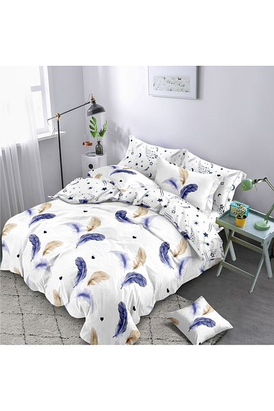 Kotonia Home Thick Fine Bed Linen, 6 Pieces, Feather Pattern, Yoyo, 13