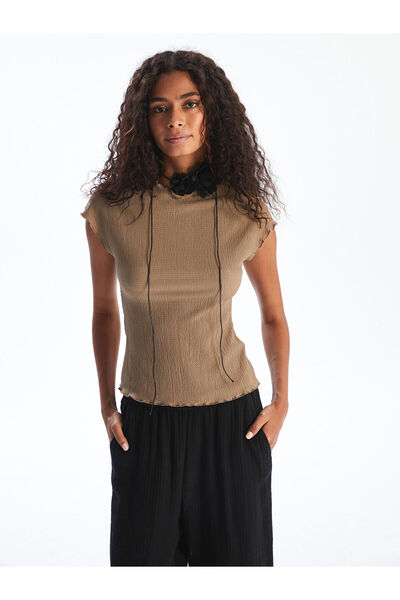 LC Waikiki Özmarka Νέα Σεζόν Γυναικείο Κορμάκι με Όρθιο Γιακά και Υφή