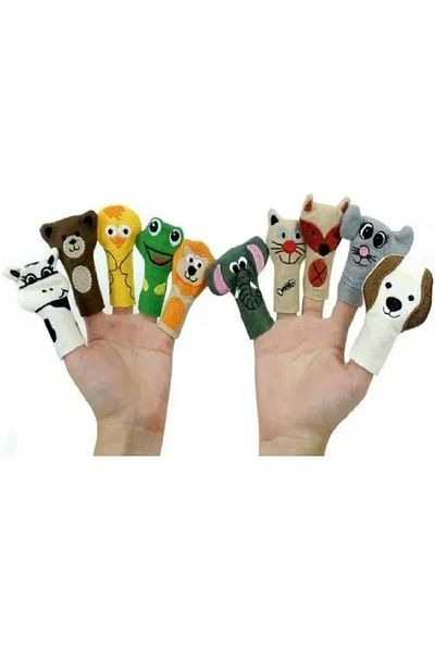 yenibagshop Finger Puppet Set 10 Pieces Embroidery Animals Toy Finger Puppet Educational and Fun