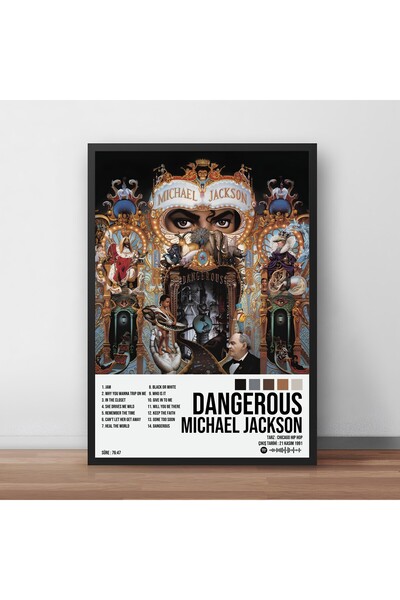 Orendart Michael Jackson - Dangerous Albüm Spotify Çerçeveli Poster Tablo