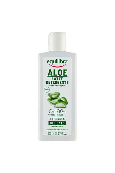 Equilibra Cleansing Milk for Skin Cleansing, Gentle Effect with Aloe Vera, 200 ml
