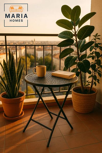 MARIA HOMES Foldable Round Metal Bistro Table – Black Perforated Design