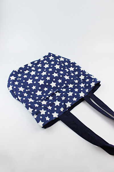 İLKYAZ Двостороння тканинна сумка з візерунком, синя, 35x35x10 см