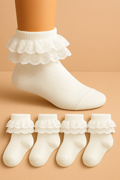 ZENGİN 4 чифта меки дантелени безшевни момичешки чорапи
