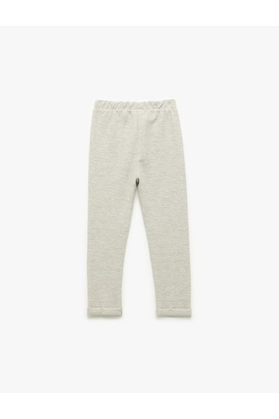 Koton Cotton Textured Basic Sweatpants with Tie Waist