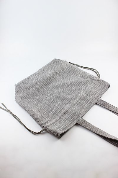 İLKYAZ Plaid Patterned Gray Shopper Double Sided Cloth Bag 35X35X10 cm