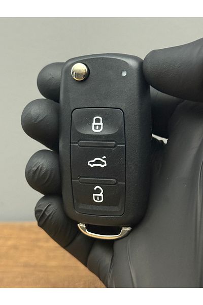 Luxe Aksesuarr Volkswagen Uds Golf Jetta Passat Polo 3 Button Switchblade Remote Control Case with Writing