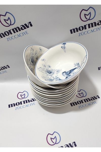 Güral Porcelain Bird Model 12 Pieces 14 cm (Small) Soup Bowl