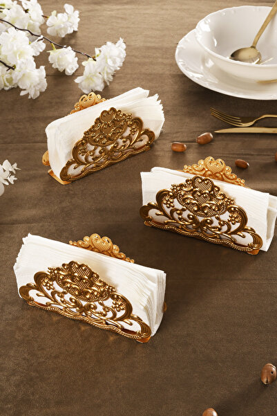 AKSESUAR EVRENİ Joven Gold Paslanmaz Çelik Ultra Lüks Peçetelik Düzenleyici Sunum Mutfak Dekorasyonu Sofra