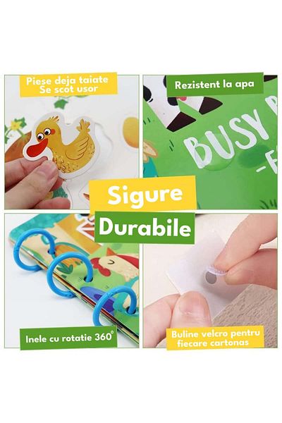 Picodino Carte educativa cu activitati, stickere reutilizabile, 10 pagini, Viata la ferma