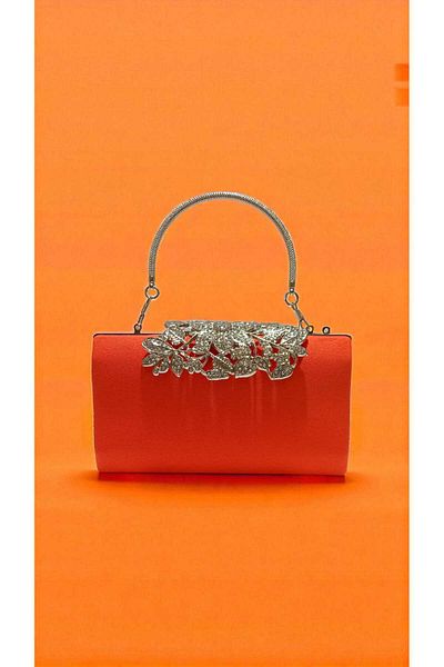 Butik Beyabags Zara Nubuck Fabric Metal Handle Evening Bag
