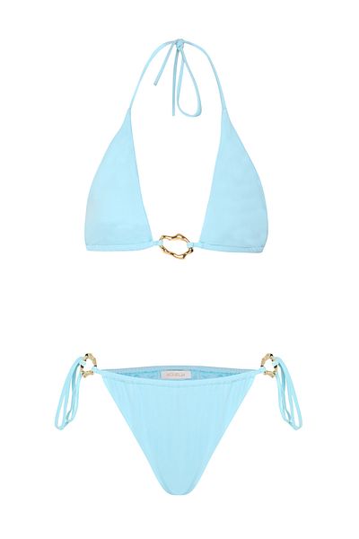 AQUELLA Set bikini triunghi lung albastru bebeluș cu accesorii