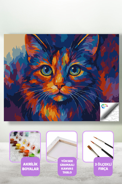 Tuvalle Renklerin Efendisi Pati Sayılarla Boyama Seti, Hobi Seti, 40X50 Tablo...