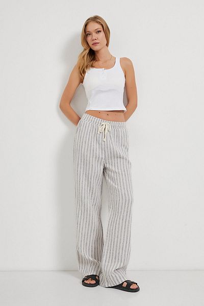 Arma Life Armalife 5471 Striped Muslin Women's Pants with Elastic Waist
