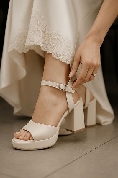 DİVOLYA Bello Beige Skin (9 cm Heel) Platform Heeled Casual Shoes