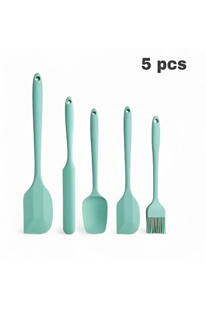 Felis Arte 5 Piece Silicone Set, Heat Resistant, Flexible, Water Green