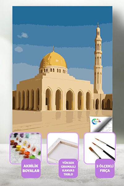 Tuvalle Sultan Kabus Ulu Camii Sayılarla Boyama Seti, Hobi Seti, 40X50 Tablo,...