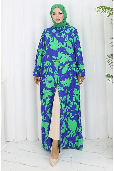 sefamerve Φόρεμα με μοτίβο από ύφασμα βισκόζης 0121-04 Emerald Green