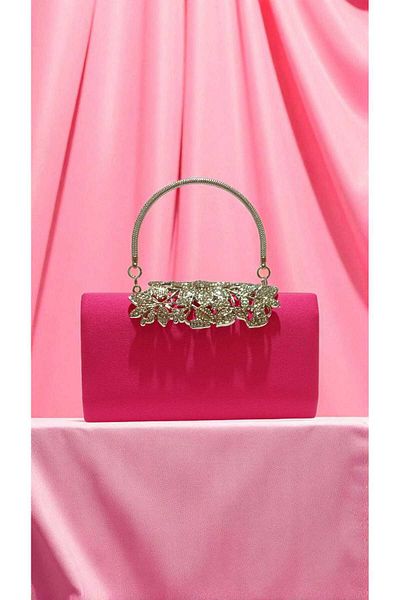 Butik Beyabags Zara Nubuck Fabric Metal Handle Evening Bag