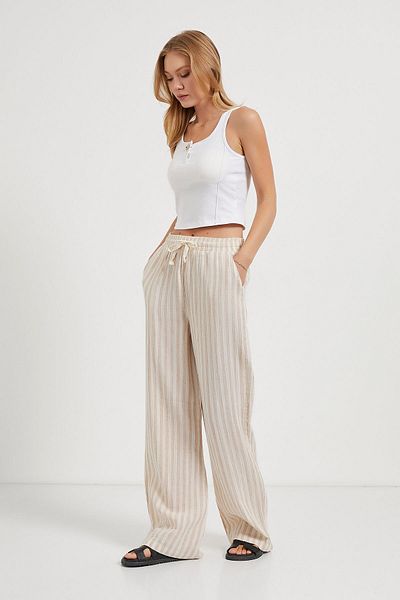 Arma Life Armalife 5471 Striped Muslin Women's Pants with Elastic Waist