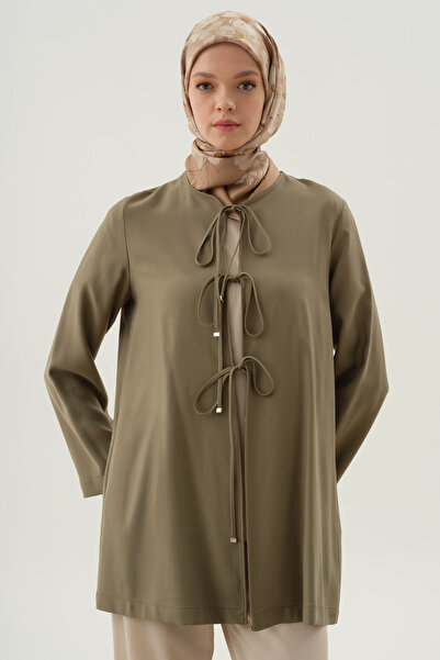 Tuğba Önden Biye Bağlamalı Kimono - Haki