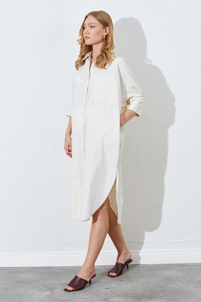 EDITION WOMAN Stone Loose Fit Double Pocket Shirt Dress - Ek100283067