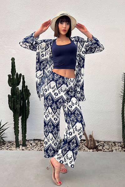 New Now Patterned Burumluk Kimono Set