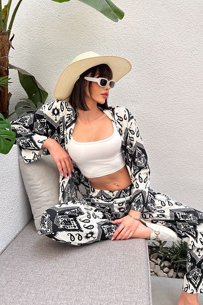 New Now Patterned Burumluk Kimono Set