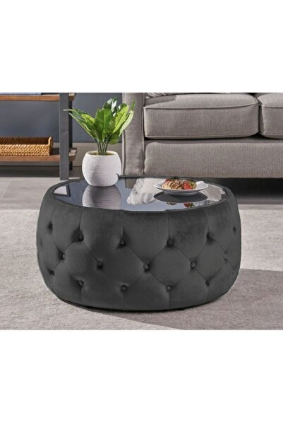 Kardeşler mobilya camlı oval puf, orta sehpa, camlı sehpa, dekoratif orta puf...