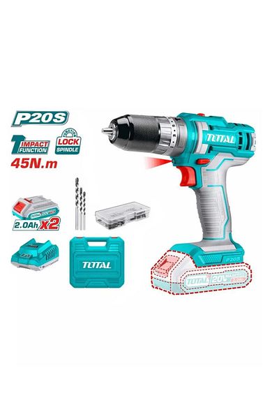TOTAL TIDLI201452 20V 2A 45Nm Metal Head Cordless Drill