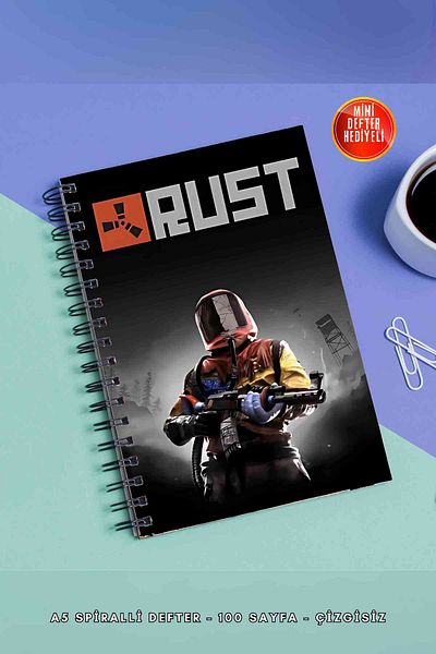 SevindirenŞeyler Rust 2 Notebook A5 Metal Spiral Unlined Cardboard Cover Planner Notebook