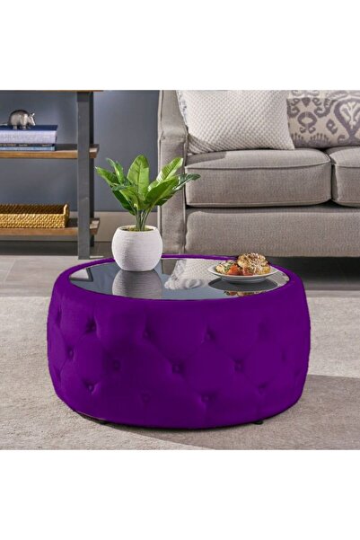 Kardeşler mobilya camlı oval puf, orta sehpa, camlı sehpa, dekoratif orta puf...