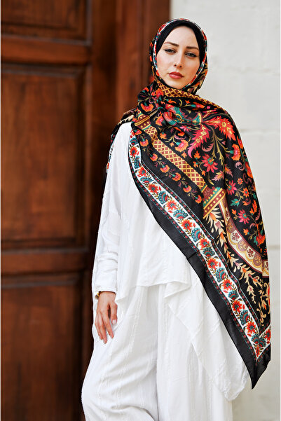 MSCARFS شال حريري من القطن بنمط زنبركي مخفي