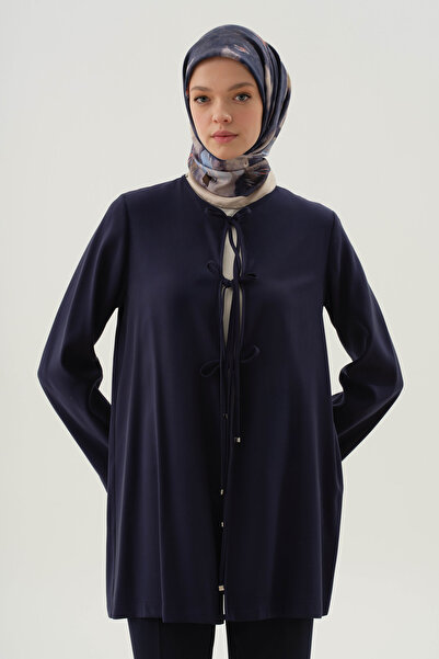 Tuğba Önden Biye Bağlamalı Kimono - Lacivert