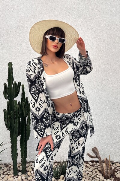 New Now Patterned Burumluk Kimono Set