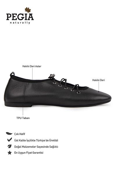Pegia Genuine Leather Lace-Up Ballerinas Dg6047